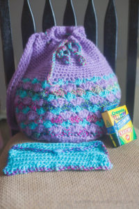 Crochet backpack and pencil case