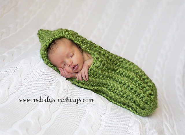 Newborn crochet pea pod snuggle sack