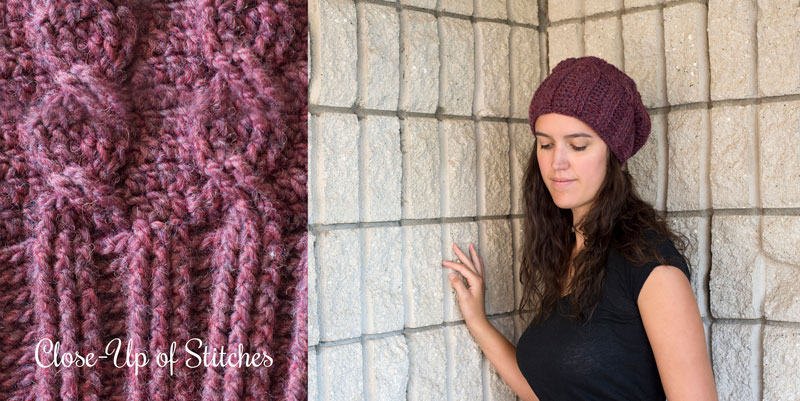 crochet cabled slouch hat