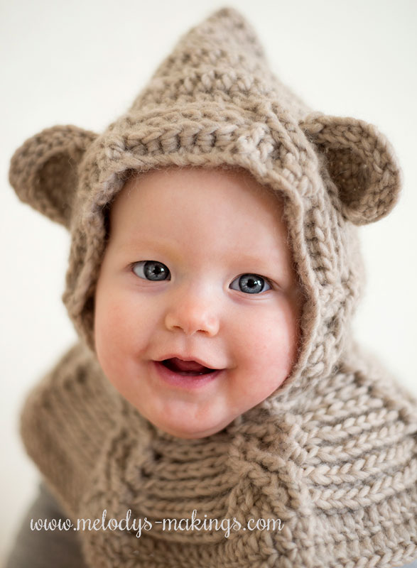 bear crochet hooded cowl