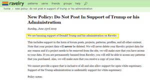 Ravelry Trump Policy